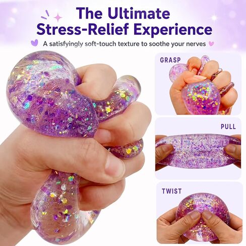 Glitter Nice Cube Squishy Fidget Toys,Stress Sensory Purple ice Cube Squeeze Toy for Adults - Large 2" Cube in Saudi Arabia