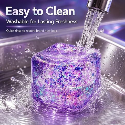Glitter Nice Cube Squishy Fidget Toys,Stress Sensory Purple ice Cube Squeeze Toy for Adults - Large 2" Cube in Saudi Arabia