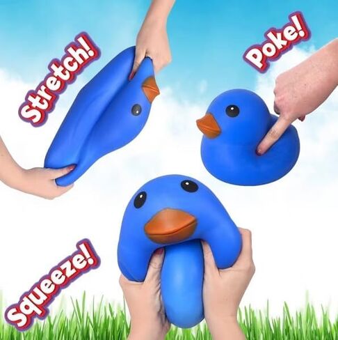 Sunny Days Jumbo Americana Squishy Duck Fidget Toy, Blue, Rubber, Over 5 Inches, for Kids, Teens, and Adults in Saudi Arabia