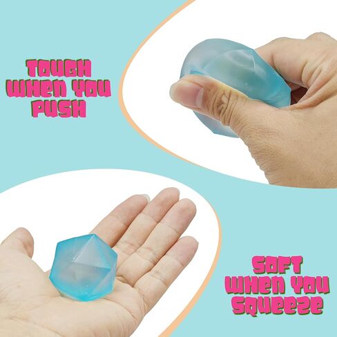 Stress Squishy Mini Diamond Balls 4pack - Soft Squishy Memory Gel Squeeze Ball for Anxiety Relief - Calming Slow Rising Squeeze Ball for Office Desk Stress Relief for Adult Women in Saudi Arabia