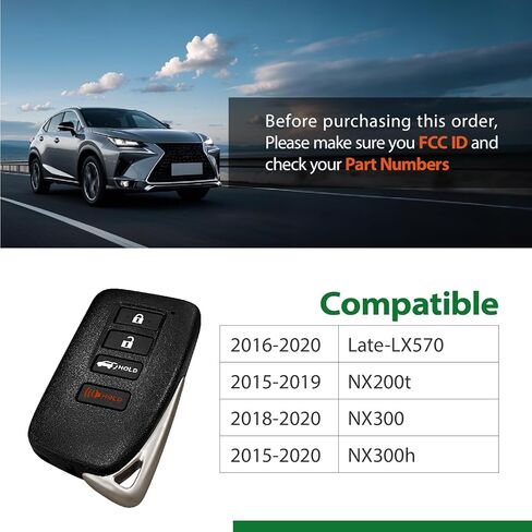 استبدال لـ 2015 2016 2017 2018 2019 2020 Smart Proximity Lexus Late-LX570 NX200t NX300 NX300h GNE 281451-2110 مفتاح لوحة Fob HYQ14FBA 315MHz 4 أزرار in Kuwait