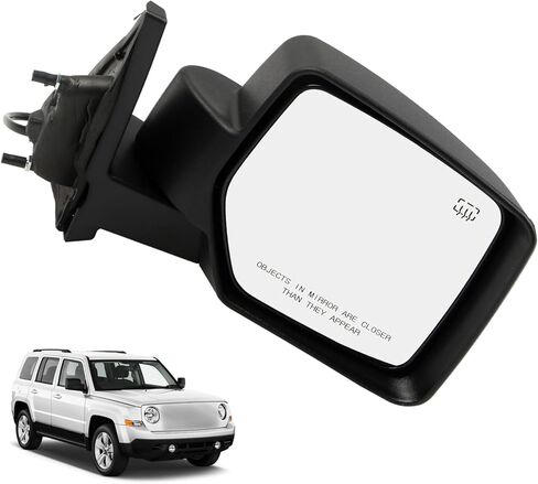 5 Pins Right Side Mirror with Power Heated Fit for Jeep Patriot 2007-2017 Manual Folding Power Glass Black Mirrors, Passenger Side Rear View in Saudi Arabia