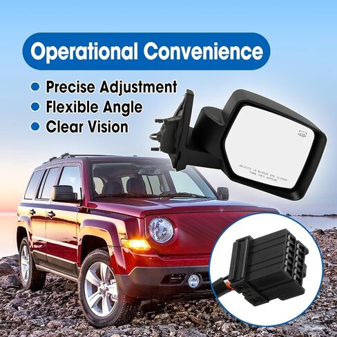 5 Pins Right Side Mirror with Power Heated Fit for Jeep Patriot 2007-2017 Manual Folding Power Glass Black Mirrors, Passenger Side Rear View in Saudi Arabia