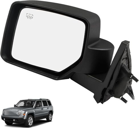 5 Pins Right Side Mirror with Power Heated Fit for Jeep Patriot 2007-2017 Manual Folding Power Glass Black Mirrors, Passenger Side Rear View in Saudi Arabia