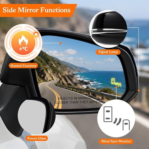 Passenger Side Mirror Replacement Fit for 2019 2020 2021 2022 Toyota Rav4 with Heated, Power Adjustment, Signal Lamp, Blind Spot Monitor, 2019-2022 Toyota Rav4 Right Door Mirror TO1321422 8 Pins in Saudi Arabia