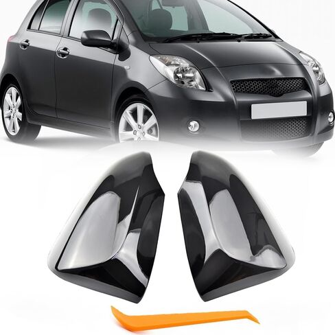 1 Pair Gloss Black Rearview Mirror Housings Door Mirror Covering Caps Compatible with To-yota Yaris 2006 2007 2008 2009 2010 2011 Rearview Mirrors Accessories in Saudi Arabia