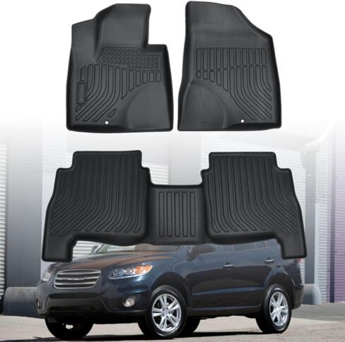 مجموعة غطاء كامل لسجادات الأرضية GXARTS TPE متوافقة مع Hyundai Santa Fe 2007-2012 مجموعة بطانات السيارات لجميع الأحوال الجوية ملحقات بطانات أرضية مضادة للانزلاق مقاومة للماء in Kuwait