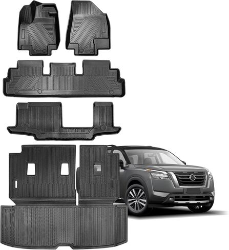 Vanseno Floor Mats Compatible with Nissan Pathfinder 8 Seater 2022-2026 / Infiniti QX60 7 Seater 2022 2023 2024 2025 2026 Cargo Liner Cargo Mat Trunkq Liner Back Seat Cover Accessories in Saudi Arabia