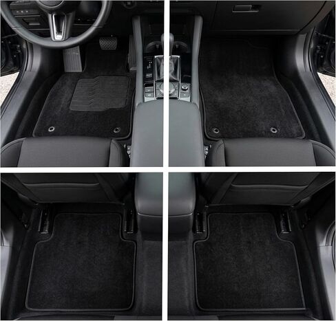 ecoMats Carpet Floor Mats Compatible with 2019 to 2026 Mazda CX-30 and Mazda 3, with Driver Non Slip Heel Pad and Safety Locks, Front and Rear Set, Black in Saudi Arabia