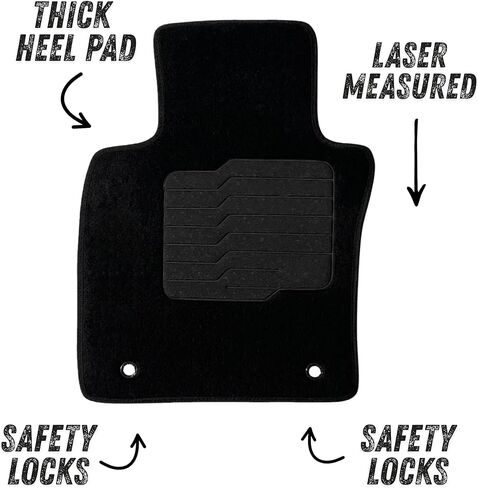 ecoMats Carpet Floor Mats Compatible with 2019 to 2026 Mazda CX-30 and Mazda 3, with Driver Non Slip Heel Pad and Safety Locks, Front and Rear Set, Black in Saudi Arabia