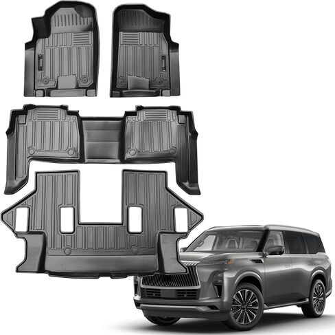 Vanseno Floor Mats Compatible with Nissan Pathfinder 8 Seater 2022-2026 / Infiniti QX60 7 Seater 2022 2023 2024 2025 2026 Cargo Liner Cargo Mat Trunkq Liner Back Seat Cover Accessories in Saudi Arabia