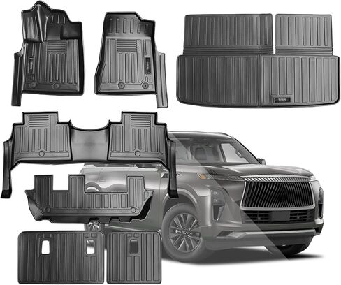 Vanseno Floor Mats Compatible with Nissan Pathfinder 8 Seater 2022-2026 / Infiniti QX60 7 Seater 2022 2023 2024 2025 2026 Cargo Liner Cargo Mat Trunkq Liner Back Seat Cover Accessories in Saudi Arabia