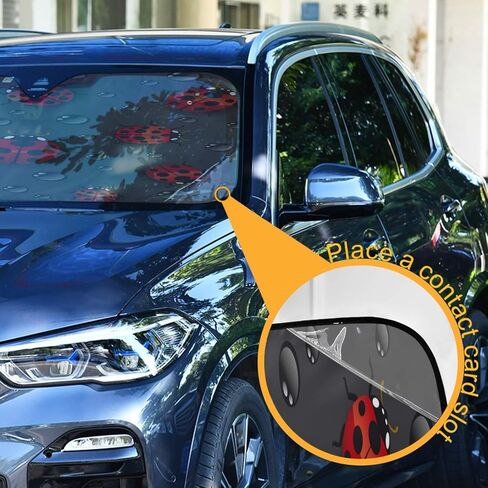 لطيف الخنفساء وقطرات الماء الأمامي الشمس الظل، طوي الأكورديون السيارات ظلة كتل الأشعة فوق البنفسجية يحافظ على السيارة باردة قناع الشمس حامي لشاحنة سيارة الدفع الرباعي، 55x27.6 في in Kuwait