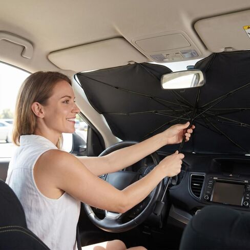 Windshield Umbrella,Tapa Sol para Carro Delantero 55" x31" Reflective Car Window Cover for Front Window Heat Insulation Protection, for Auto Sedan, SUV Windshield in Kuwait