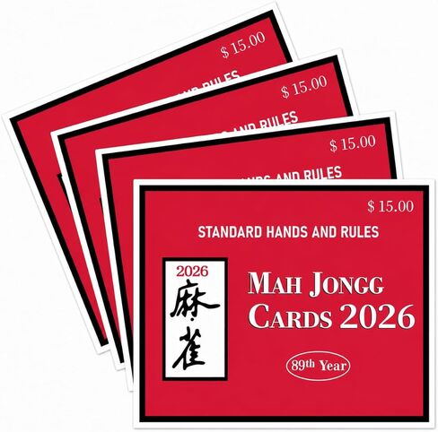 XFP 4 قطع 2026 بطاقات Mah Jong للمراجعة الرسمية، طباعة كبيرة سهلة القراءة، مقاومة للماء والبقع، مثالية للمبتدئين وكبار السن والحفلات (أحمر) in Kuwait
