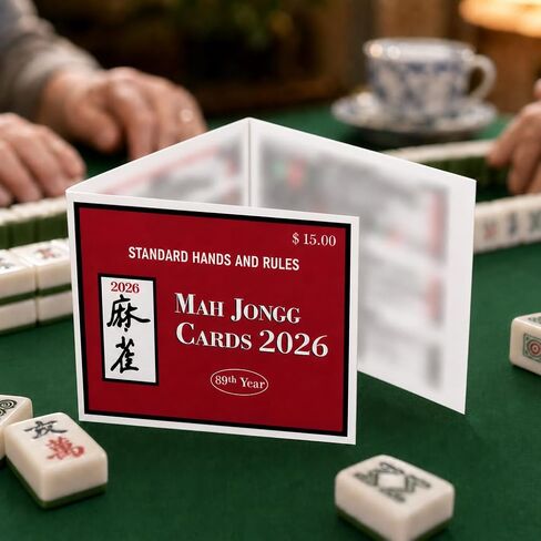 XFP 4 قطع 2026 بطاقات Mah Jong للمراجعة الرسمية، طباعة كبيرة سهلة القراءة، مقاومة للماء والبقع، مثالية للمبتدئين وكبار السن والحفلات (أحمر) in Kuwait