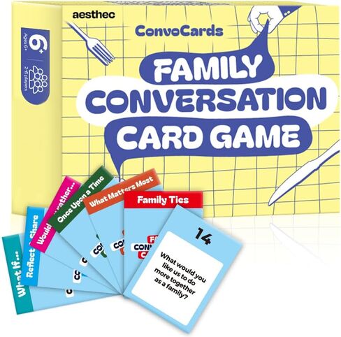 ConvoCards – 150 Family Conversation Cards with Bingo Boards, Fun Dinner Table Game with 6 Categories of Engaging Questions for Kids, Teens & Adults to Connect, Game Night & Road Trip Group Activity in Saudi Arabia