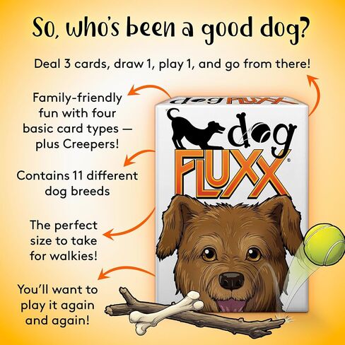 Looney Labs Dog Fluxx Card Game - Playful Dog Themed Family Card Game with Ever Changing Rules in Kuwait