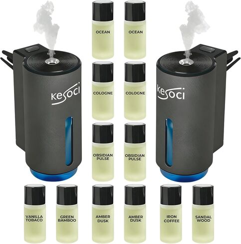 2 Smart Car Air Freshener Diffusers – Rechargeable Auto Scent Device Set with 12 Refills – Anti-Leak System, 3 Spray Modes & Motion Sensor Auto On/Off in Saudi Arabia