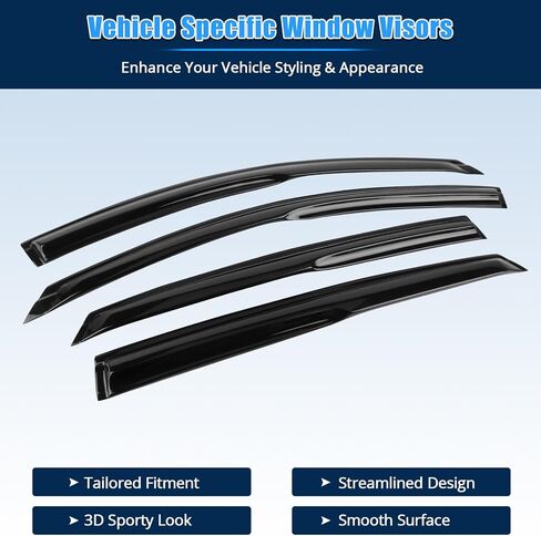 FREEMOTOR802 Tape-on Window Visors, Compatible with 2018-2025 Honda Accord 10th 11th Gen Sedan, Mugen Style Smoke Tinted Acrylic 4 Pieces Side Wind Deflectors Rain Guards Vent Visors in Kuwait