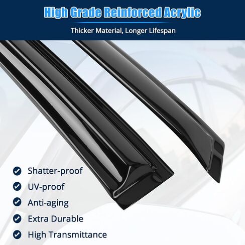 FREEMOTOR802 Tape-on Window Visors, Compatible with 2018-2025 Honda Accord 10th 11th Gen Sedan, Mugen Style Smoke Tinted Acrylic 4 Pieces Side Wind Deflectors Rain Guards Vent Visors in Kuwait