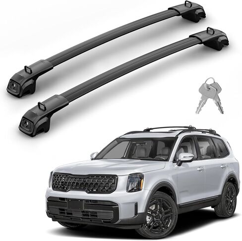 قضبان متقاطعة لحامل السقف Richeer 330LBS لـ 2023-2025 Kia Telluride (X-PRO وX-LINE)، شريط متقاطع من الألومنيوم عالي التحمل قابل للقفل، حلقات ربط معدلة لرفوف البضائع على السطح وحامل الأمتعة للدراجة in Kuwait