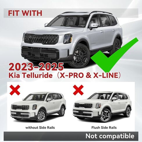 قضبان متقاطعة لحامل السقف Richeer 330LBS لـ 2023-2025 Kia Telluride (X-PRO وX-LINE)، شريط متقاطع من الألومنيوم عالي التحمل قابل للقفل، حلقات ربط معدلة لرفوف البضائع على السطح وحامل الأمتعة للدراجة in Kuwait