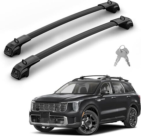 قضبان متقاطعة لحامل السقف Richeer 330LBS لـ 2023-2025 Kia Telluride (X-PRO وX-LINE)، شريط متقاطع من الألومنيوم عالي التحمل قابل للقفل، حلقات ربط معدلة لرفوف البضائع على السطح وحامل الأمتعة للدراجة in Kuwait