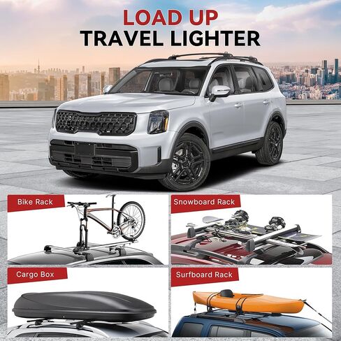 قضبان متقاطعة لحامل السقف Richeer 330LBS لـ 2023-2025 Kia Telluride (X-PRO وX-LINE)، شريط متقاطع من الألومنيوم عالي التحمل قابل للقفل، حلقات ربط معدلة لرفوف البضائع على السطح وحامل الأمتعة للدراجة in Kuwait