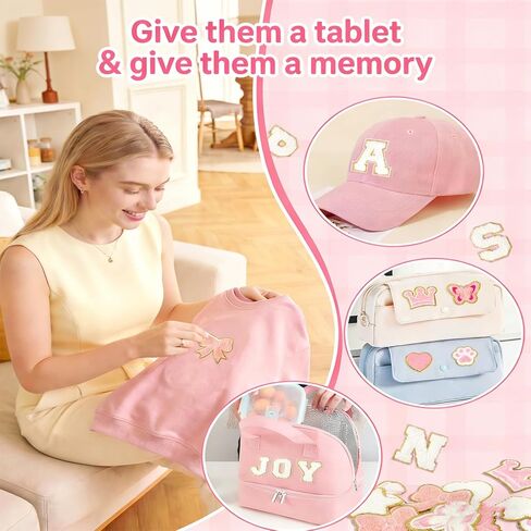 KINGSOW Chenille Letters Adhesive Patches: 78 PCS Pre-Sort White Fuzzy Alphabet Stickers Patch - Preppy Cute Stick on Embroidered Patch for Easy DIY on Backpacks Hats Clothing Gifts for Moms in Saudi Arabia