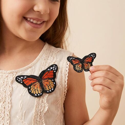 10 Pcs Butterfly Iron on Patches Decorative Embroidered Butterfly Patches Orange-Butterfly Applique for Hats, Jeans Jacket, Dress, T-Shirt Repair Patch in Saudi Arabia