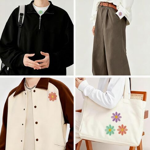 Bestac Floral Iron-On & Sew-On Patches for Clothing: Daisy Embroidery Applique Set. (7 Colors (14pcs)) in Saudi Arabia
