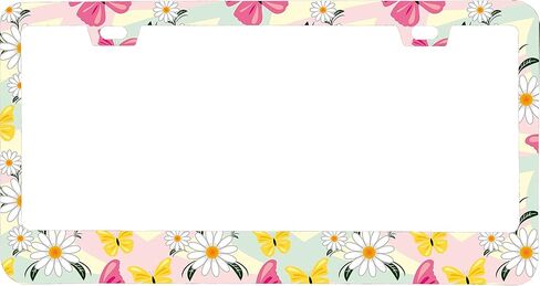 Chamomiles and Pink Butterflies License Plate Frame 6x12 Inches for Men/Women Fits All US Standard Includ 2 Screws in Saudi Arabia