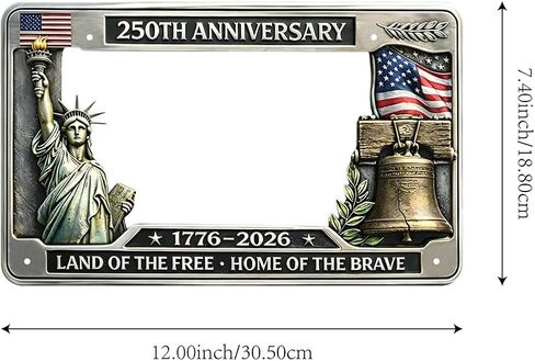 250th Anniversary License Plate Frame, Heavy Duty Metal 1776 2026 American Flag License Plate Cover, Statue of Liberty Liberty Bell Car Decor for Standard US Auto (Statue of Liberty) in Saudi Arabia