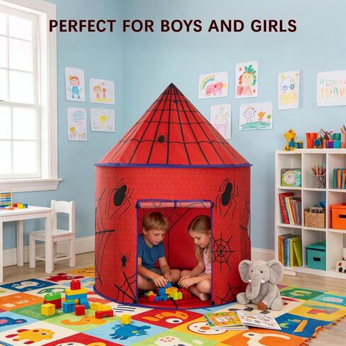 Kids Play Tent with Ventilation Window - Foldable Indoor Outdoor Playhouse, Pop Up Tent for Kids Ages 3-8, Great Gift Idea for Boys and Girls, Role Play Birthday, Reading Corner in Saudi Arabia