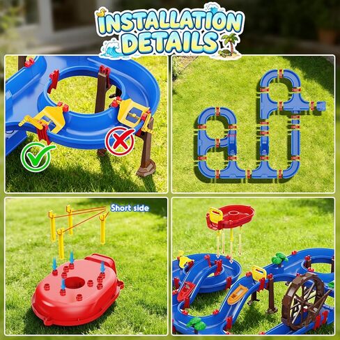 VATOS 2-Tier Watermill Summer Water Table, 124 PCS DIY Water Table with Water Pump Toys for Toddlers 3-5 4-7 Years Old, Fun Water Playset Outdoor Water Summer Toys for Backyard, Beach, Balcony, Garden in Saudi Arabia