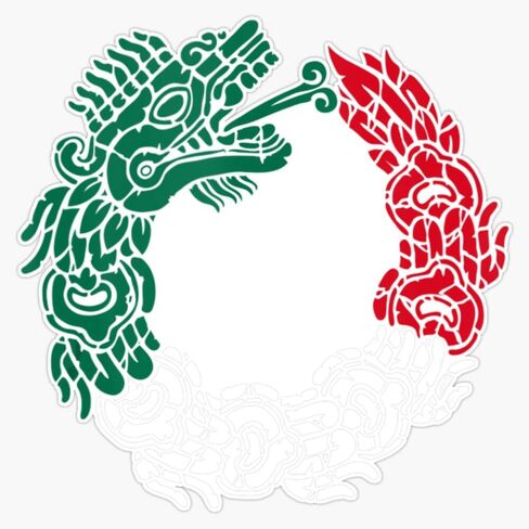 Aztec Quetzalcoatl - Serpent Mexican Flag - Mexico Roots Sticker Bumper Sticker Vinyl Decal 5" in Kuwait