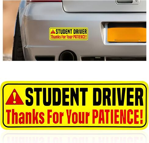 Student Driver Magnet for Car, 9.8"x3.3" New Driver Sticker Thanks for Your Patient, Reflective Bumper Decal Magnetic Safety Attention Sign for Novice Drivers (Student Driver/Style B) in Saudi Arabia