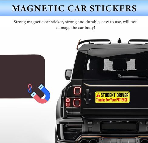 Student Driver Magnet for Car, 9.8"x3.3" New Driver Sticker Thanks for Your Patient, Reflective Bumper Decal Magnetic Safety Attention Sign for Novice Drivers (Student Driver/Style B) in Saudi Arabia