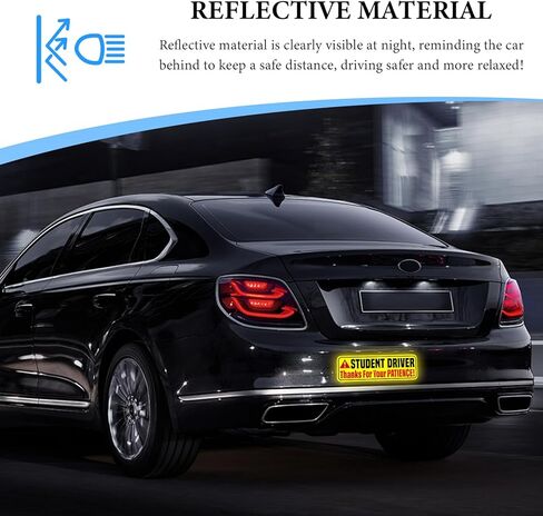 Student Driver Magnet for Car, 9.8"x3.3" New Driver Sticker Thanks for Your Patient, Reflective Bumper Decal Magnetic Safety Attention Sign for Novice Drivers (Student Driver/Style B) in Saudi Arabia