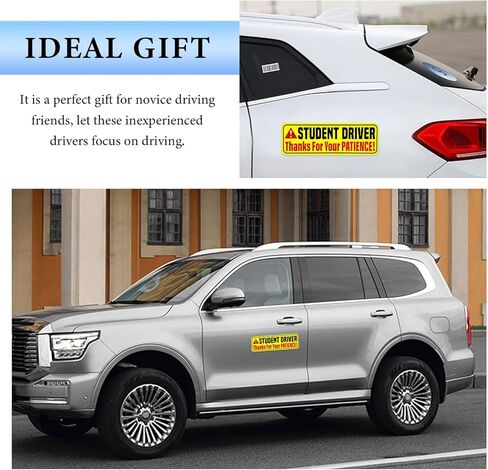 Student Driver Magnet for Car, 9.8"x3.3" New Driver Sticker Thanks for Your Patient, Reflective Bumper Decal Magnetic Safety Attention Sign for Novice Drivers (Student Driver/Style B) in Saudi Arabia