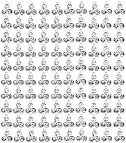 100Pcs Antique Silvery Tone Triquetra Knot Triskele Triskelion Triple Spiral Charms Pendants - Celtic Knot Jewelry Making Accessories for DIY Projects in Saudi Arabia
