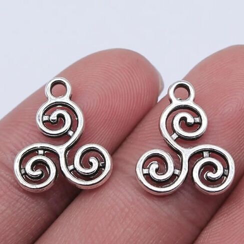 100Pcs Antique Silvery Tone Triquetra Knot Triskele Triskelion Triple Spiral Charms Pendants - Celtic Knot Jewelry Making Accessories for DIY Projects in Saudi Arabia