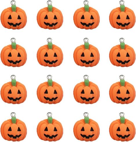 24Pcs Halloween Pumpkin DIY Charms Resin Ghost Pumpkin Witch Hat Black Cat shape Charms Pendants for Jewelry Making Charms Necklace Bracelet Earrings Accessories in Saudi Arabia