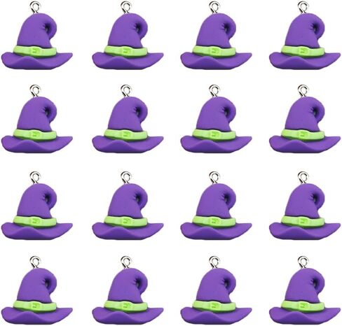24Pcs Halloween Pumpkin DIY Charms Resin Ghost Pumpkin Witch Hat Black Cat shape Charms Pendants for Jewelry Making Charms Necklace Bracelet Earrings Accessories in Saudi Arabia