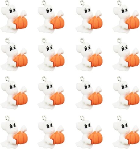 24Pcs Halloween Pumpkin DIY Charms Resin Ghost Pumpkin Witch Hat Black Cat shape Charms Pendants for Jewelry Making Charms Necklace Bracelet Earrings Accessories in Saudi Arabia