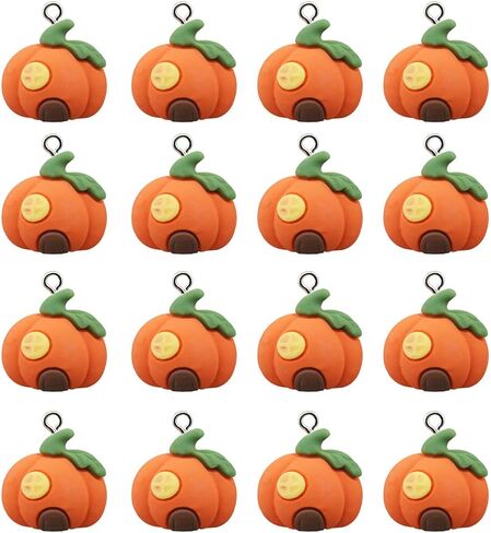 24Pcs Halloween Pumpkin DIY Charms Resin Ghost Pumpkin Witch Hat Black Cat shape Charms Pendants for Jewelry Making Charms Necklace Bracelet Earrings Accessories in Saudi Arabia