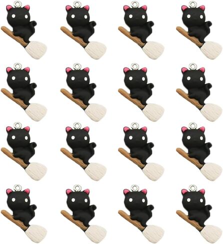 24Pcs Halloween Pumpkin DIY Charms Resin Ghost Pumpkin Witch Hat Black Cat shape Charms Pendants for Jewelry Making Charms Necklace Bracelet Earrings Accessories in Saudi Arabia
