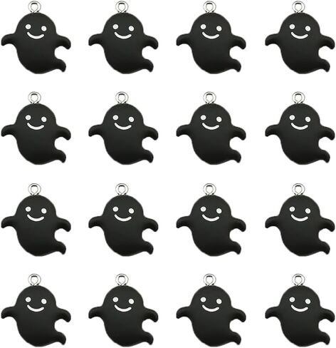 24Pcs Halloween Pumpkin DIY Charms Resin Ghost Pumpkin Witch Hat Black Cat shape Charms Pendants for Jewelry Making Charms Necklace Bracelet Earrings Accessories in Saudi Arabia
