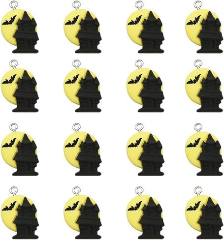 24Pcs Halloween Pumpkin DIY Charms Resin Ghost Pumpkin Witch Hat Black Cat shape Charms Pendants for Jewelry Making Charms Necklace Bracelet Earrings Accessories in Saudi Arabia